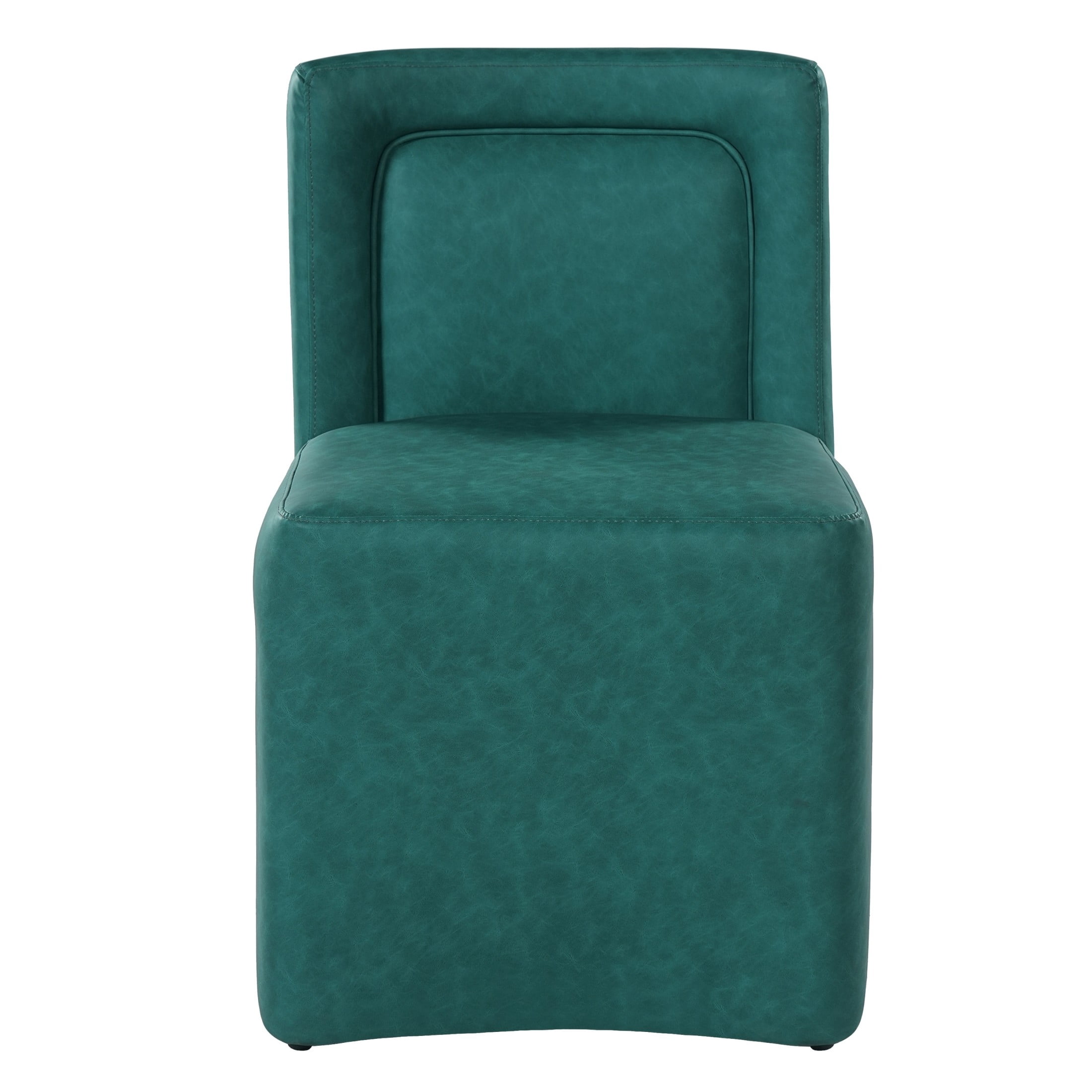 Christopher Knight Home Modern PU Upholstered Armless Dining Chairs, Green, Set of 2