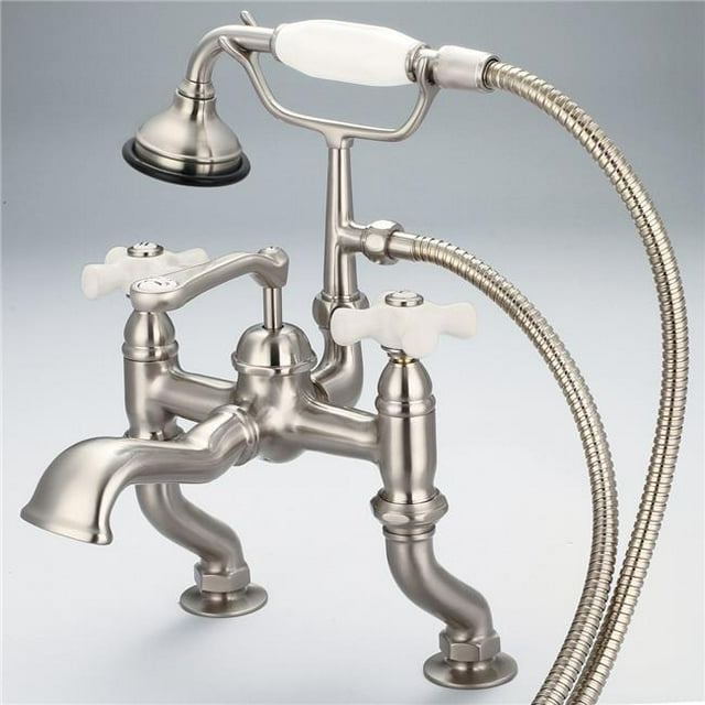 Water Creation F6-0004-02-PX Robinet de Baignoire Classique Réglable au Centre - Nickel Brossé&44; Gris