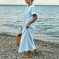 thumbnail image 7 of Bxsruta Womens Maxi Dress Casual Short Sleeve Button Down Shirt Dress Flowy Long Dresses, 7 of 7