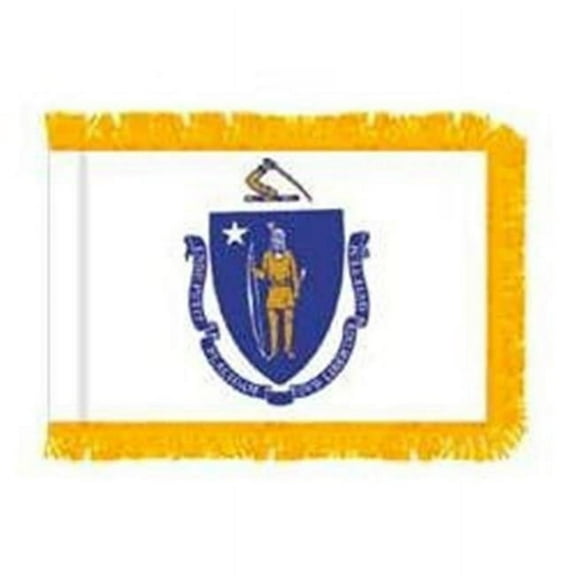 Annin Flagmakers 142490 3 ft. x 5 ft. Indoor and Parade Colonial Nyl-Glo Massachusetts Flag with Fringe