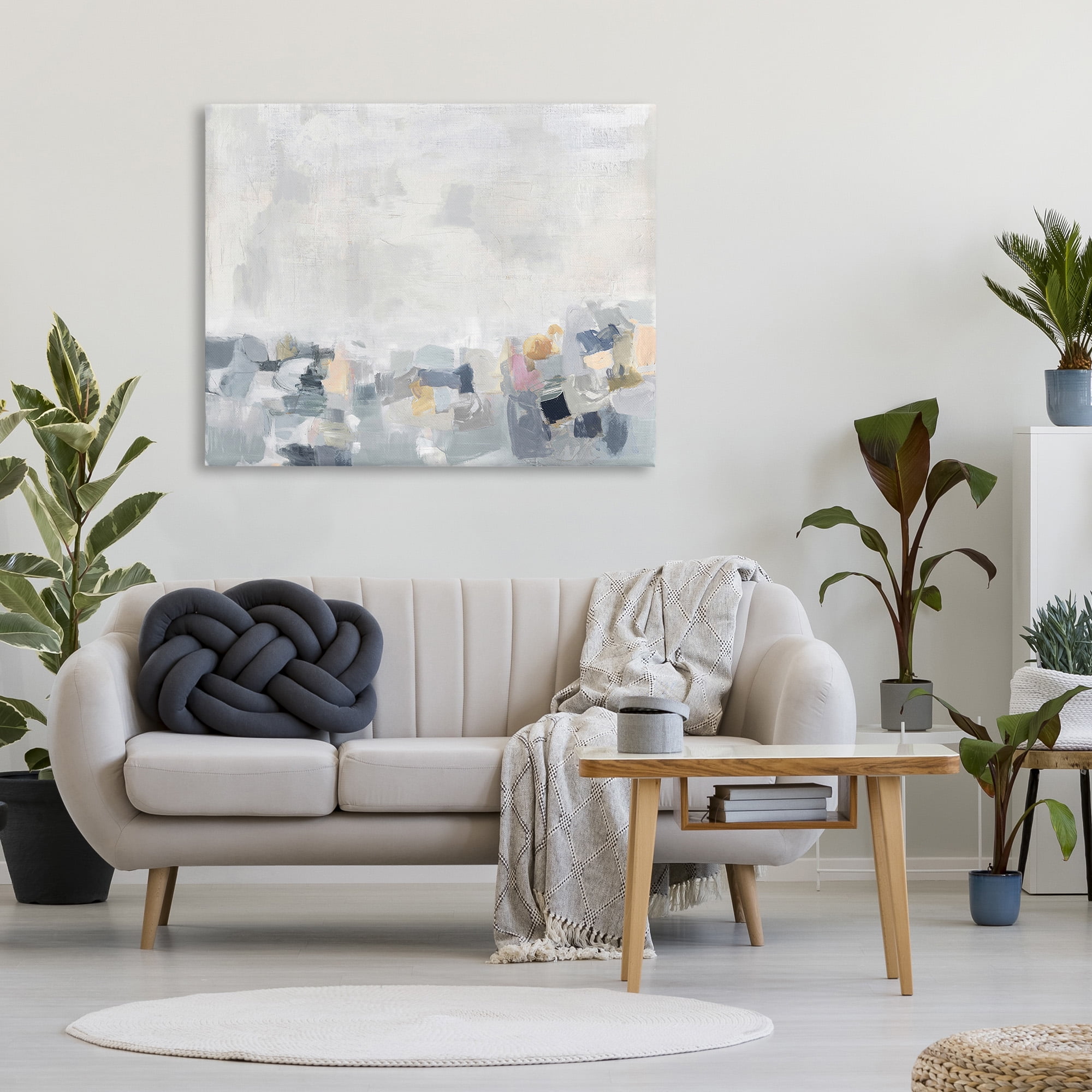 Stupell Industries Grey Modern Landscape Abstract Painting Gallery Wrapped Canvas Art Print Wall Art, 48 x 36