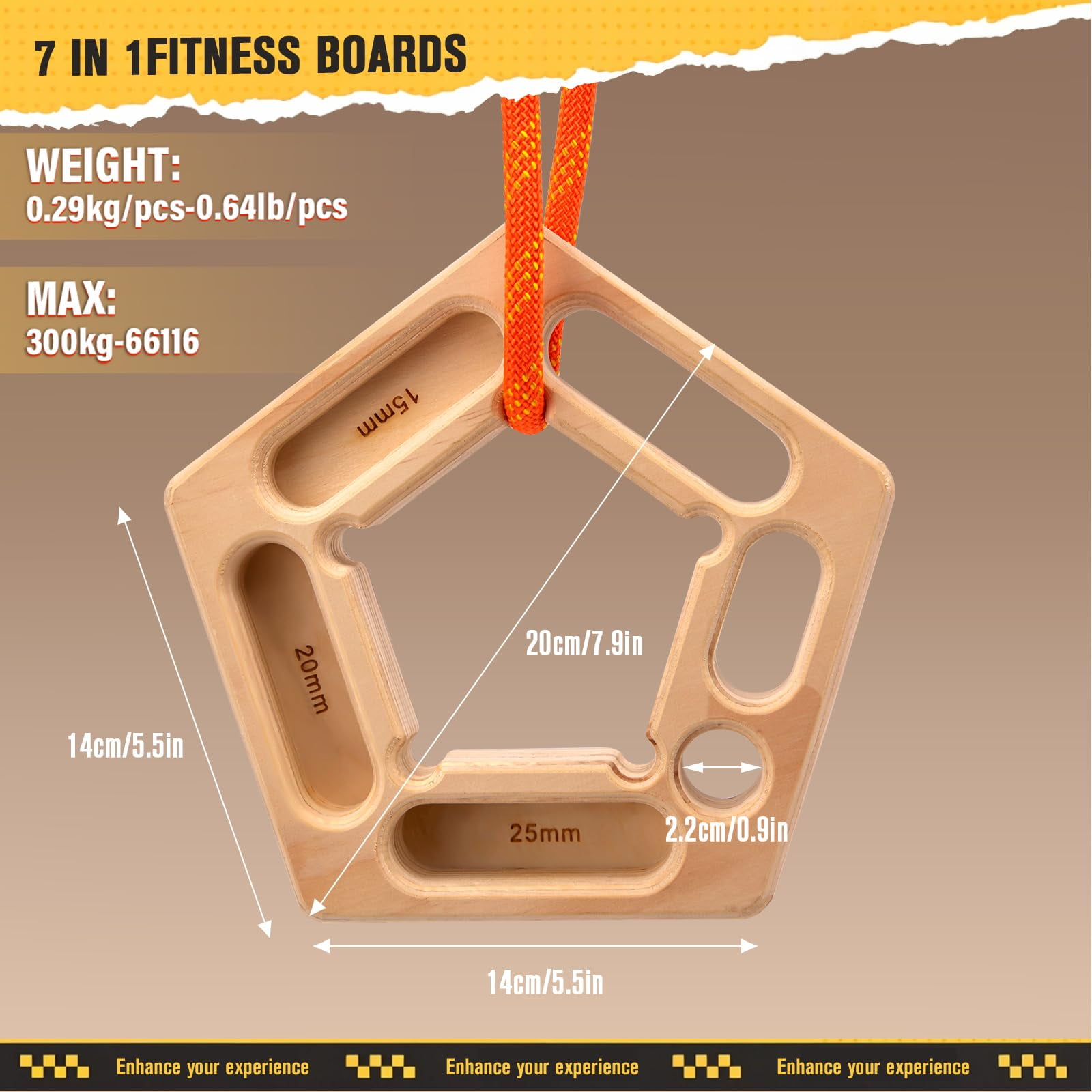 Hangboard Rock Climbing for Climbing, Home Training, Finger Strengthener, Pull-up Grip Arm Training Portable Finger Board Rock Climbing Holds Indoor and Outdoor（14*20cm)