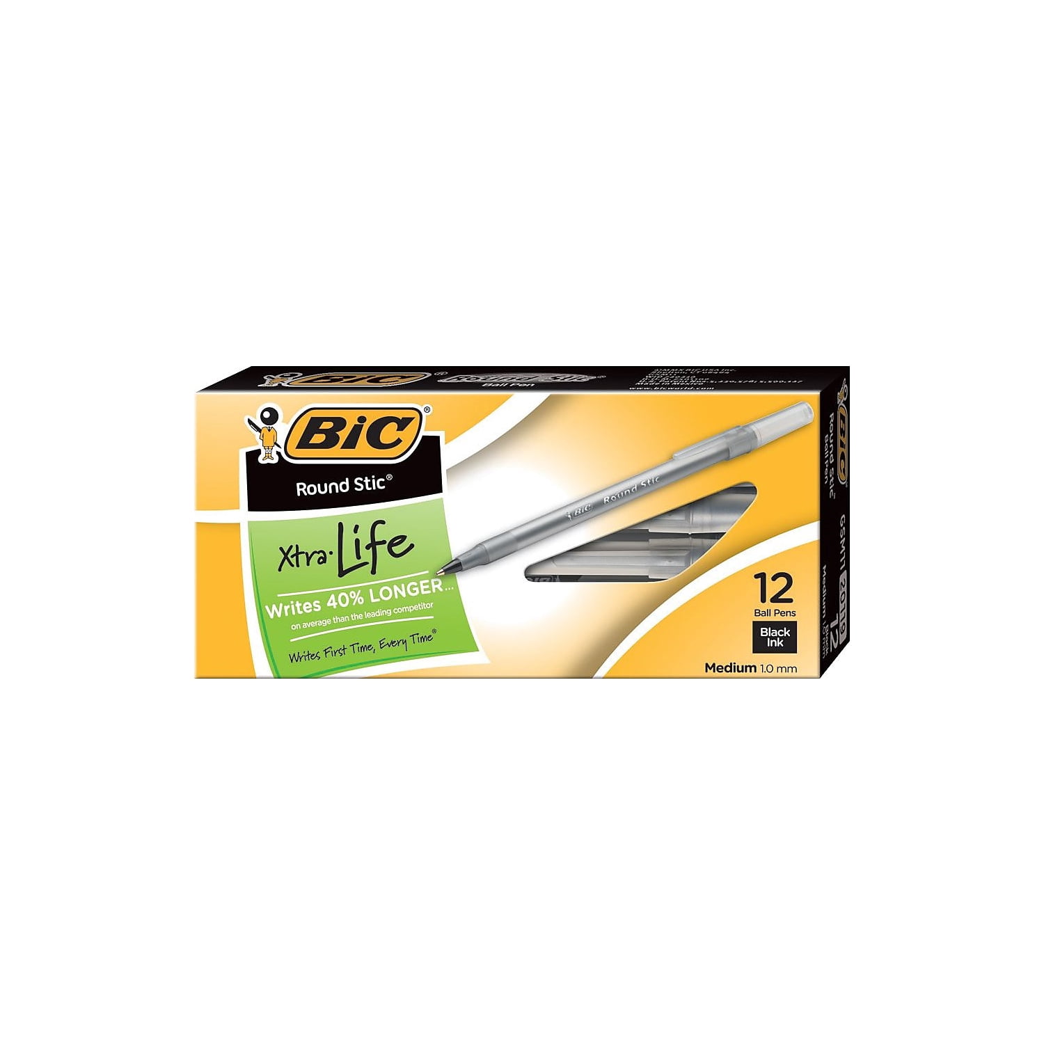 BIC Ultra Round Stic Grip Xtra Comfort Ballpoint GSMG11BLKCT
