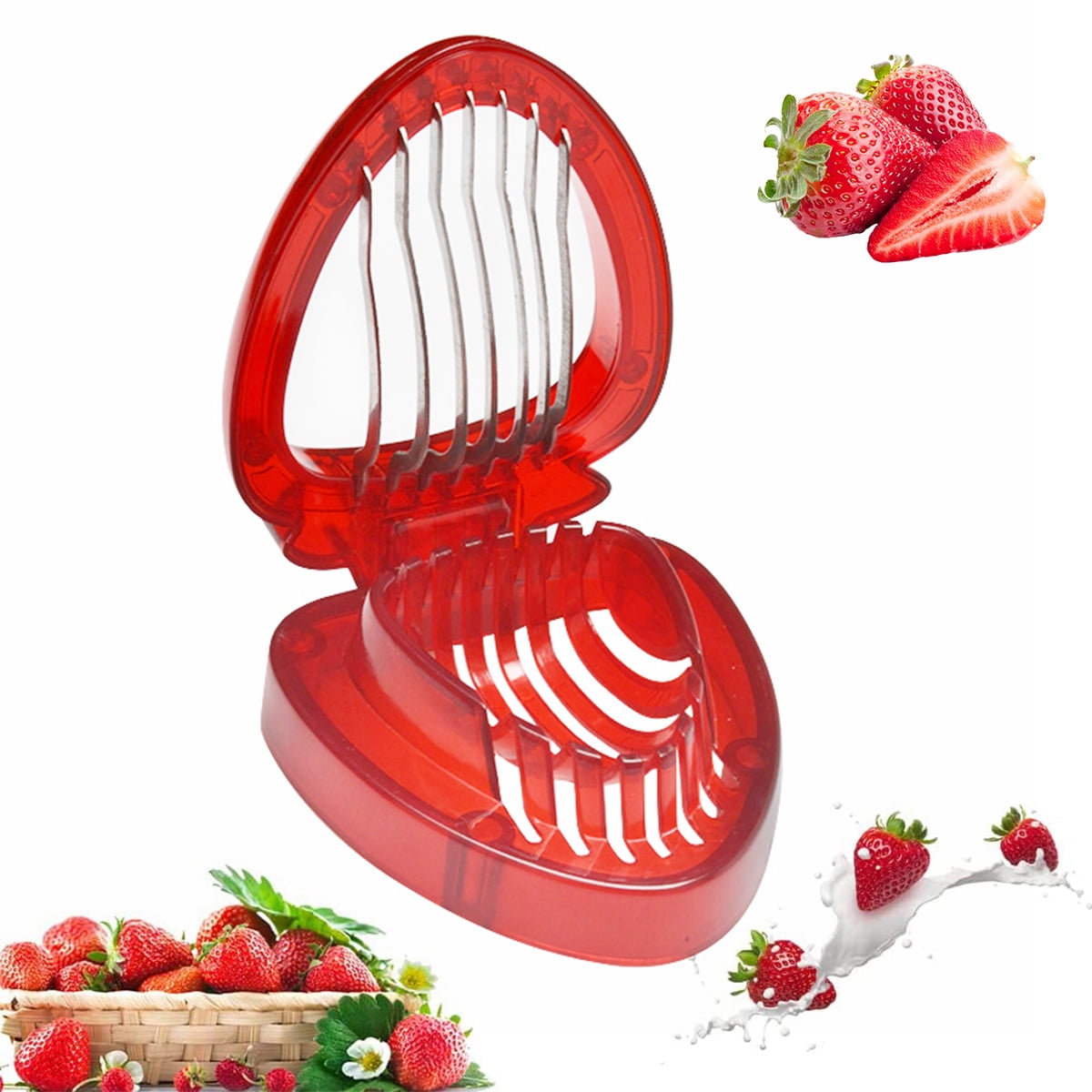 Strawberry Slicer Tool Stainless Steel Strawberry Cutter with Sharp