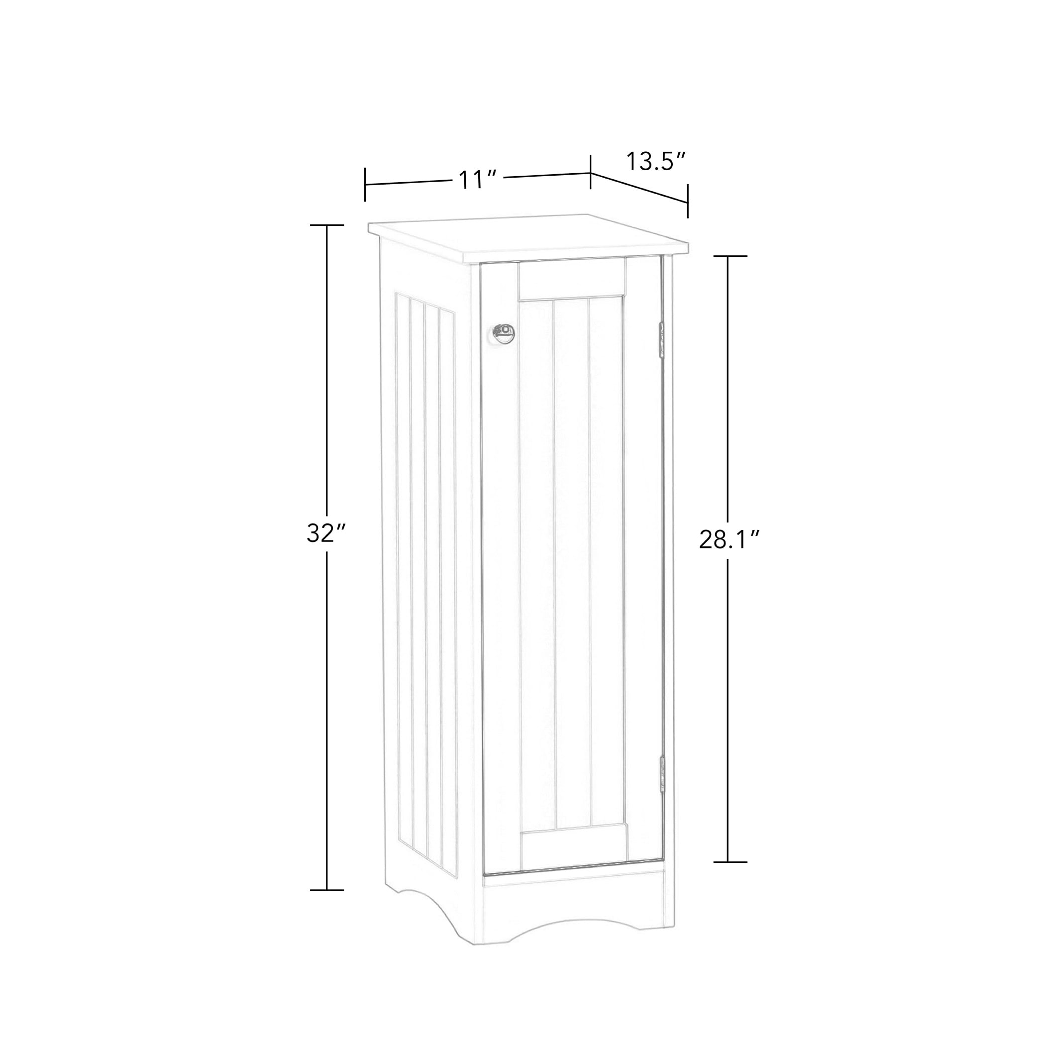 RiverRidge Ashland 1-Door Slim Bathroom and Laundry Storage Cabinet with Shelves - White