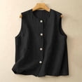 thumbnail image 2 of MESSUEN Button Down Shirts Basic Womens Tops Linen Shirts for Women Basic Tees Casual Basic Loose Fit Casual Comfort Sleeveless Casual Sleeveless Crop Top Black M, 2 of 8
