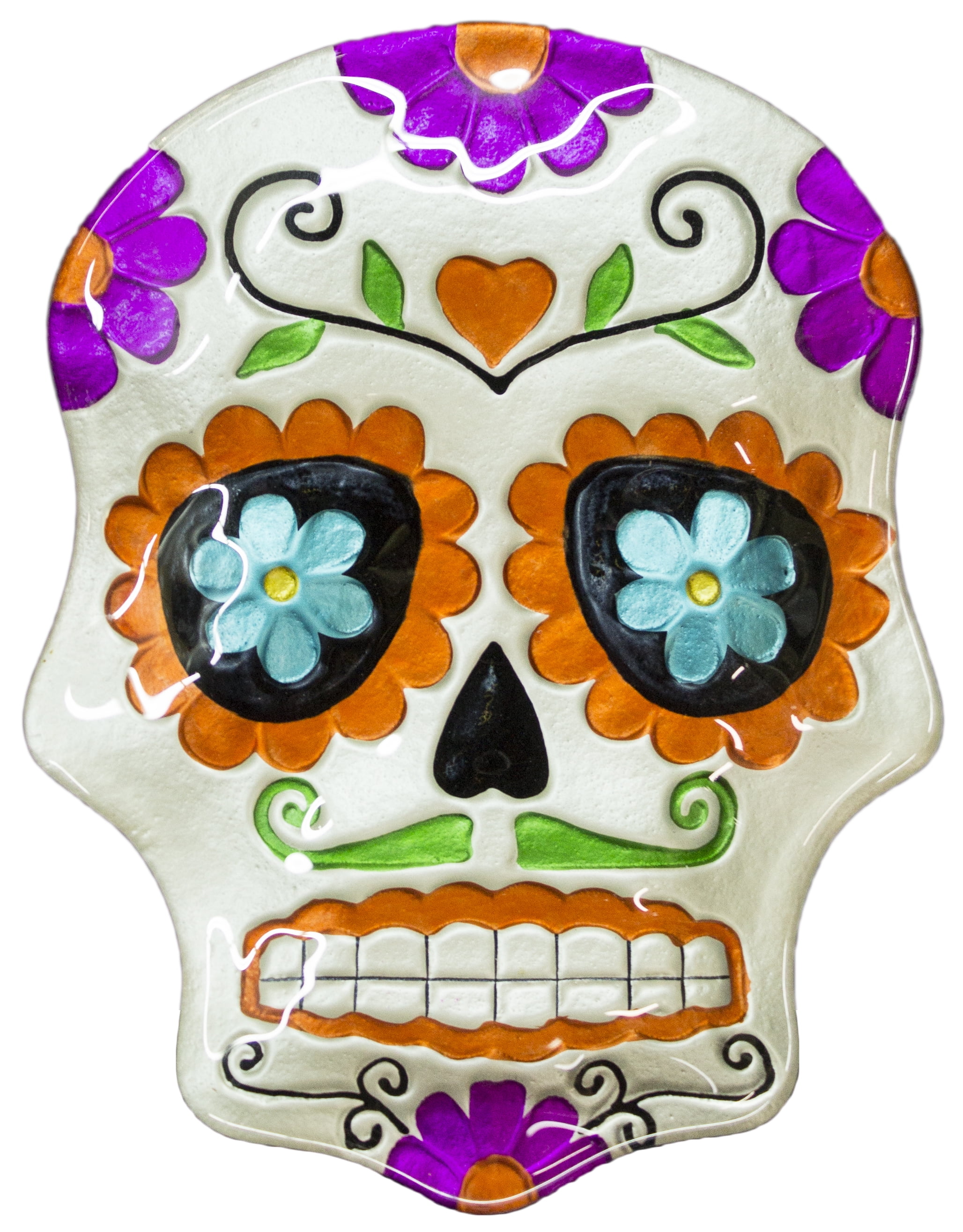 Halloween Decor - 10 Inch Day Of The Dead Sugar Skull Ceramic Serving