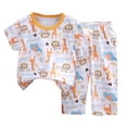 thumbnail image 3 of Asxite Toddler Summer Outfits Giraffe Print Short Sleeve Top and Pants Set 1-8Y, 3 of 4