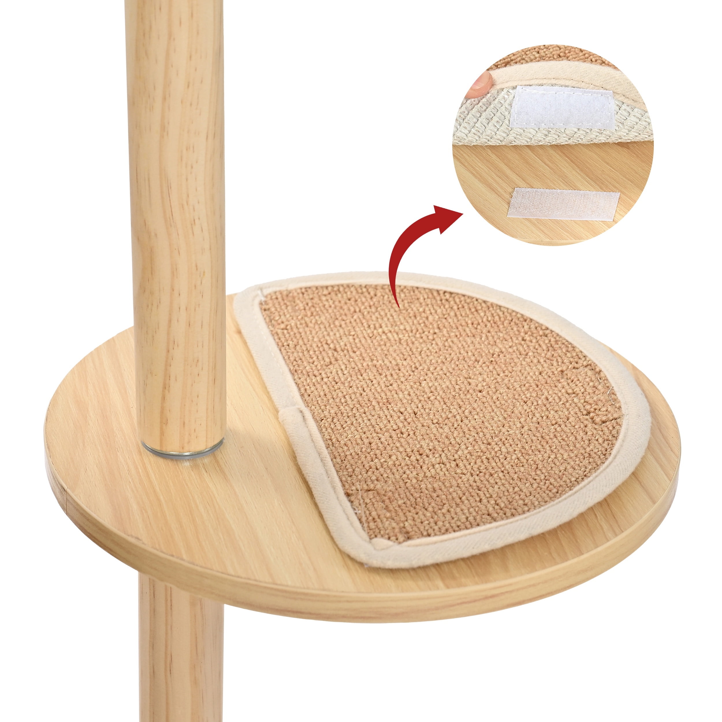 Vibrant Life 7-Level 58" Natural Wood Cat Tree with Condo and Acrylic Hammock, Beige