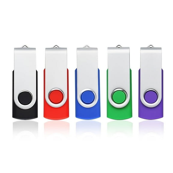 Kootion 5 Pack 32GB USB 2.0 Flash Drive Thumb Drives Memory Stick, 5 Mixed Colors: Black, Blue, Green, Purple, Red