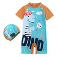 thumbnail image 2 of WOLLED Toddler Kids Swimsuit with Hat for Girls Boys One-Piece Bathing Suit Quick Dry Swimwear 1-8T, 2 of 11
