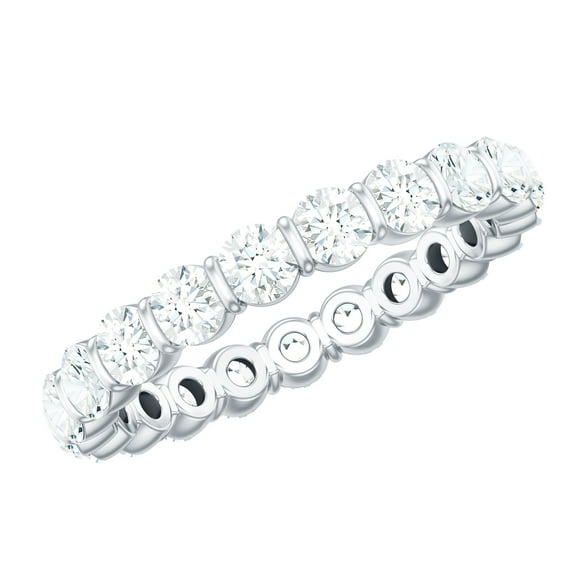Rosec Jewels 2.50 CT Bar Set Moissanite Full Eternity Ring in Gold for Women, 925 Sterling Silver, US 4.00