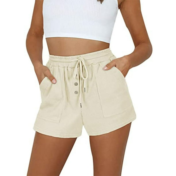 Ontrouw achterstalligheid Herhaald Womens Teen Girls Summer Casual Loose Comfy Drawstring Shorts Lightweight  Elastic Waist Pocketed Short Pants - Walmart.com