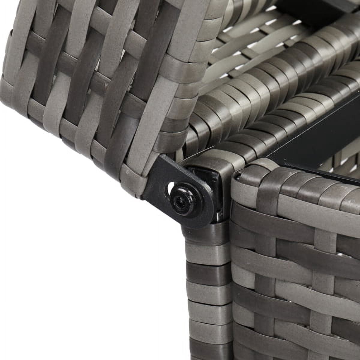 27-Gal Rattan Trash Can w/ Locking Lid - Gray Gradient PE Wicker, Iron Frame for Indoor/Outdoor Use, Odor-Control Design - 15.75"x31.9"