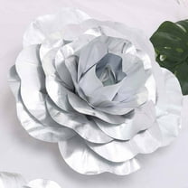 Efavormart 2 Pack 20” 3D Craft Rose Silver Real Feel Foam Rose For Wall Backdrop Party Event Home Decor