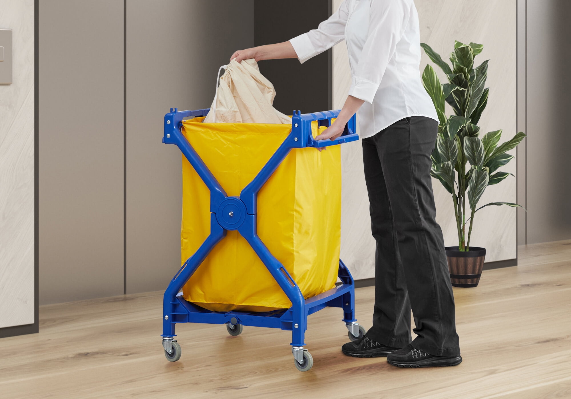 X Shape Plastic Heavy Duty Laundry Hamper Laundry Cart