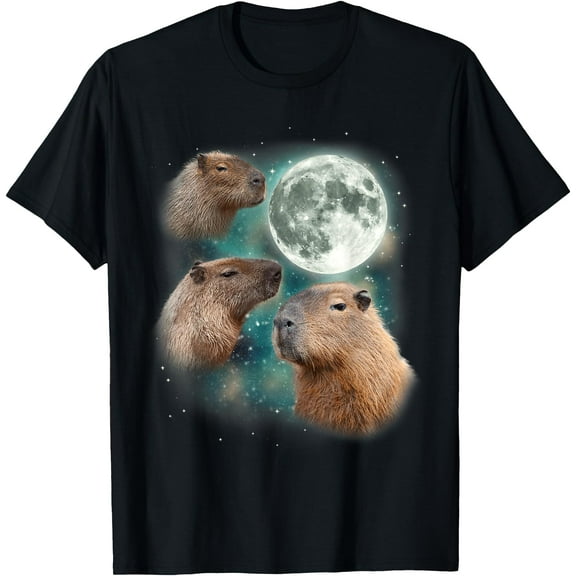 3 Capybara Moon Weird Howling Parody Unisex T-Shirt for Men Women Kids Toddler