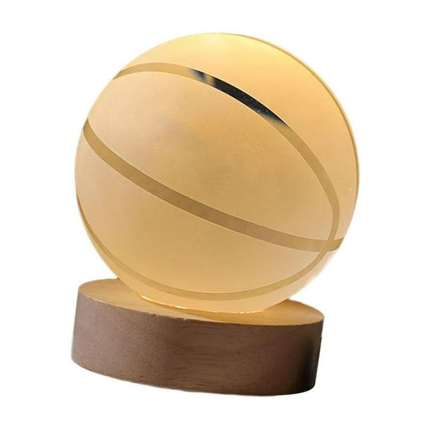 Lámpara de noche con bola de cristal 3D para adultos con soporte, lámpara de noche decorativa, lámpara de mesa LED Baloncesto