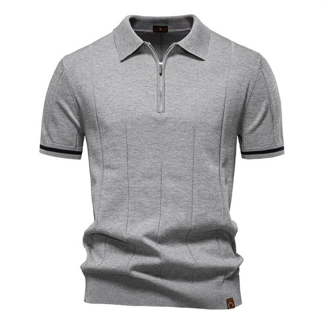 pstuiky Camisas de manga corta para hombre, Suéter informal de manga corta con cuello vuelto, cómodo y liso para hombre camisas casuales para hombre m
