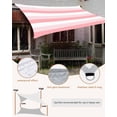 thumbnail image 4 of Pink White Striped Sun Shade Sail 8'x10' Rectangle Outdoor Shade Canopy, Farmhouse Stripes Porch Shades Outdoor Sun Blocking Screen, Sunshade Cloth Covers for Patio/Deck/Garden, 4 of 5