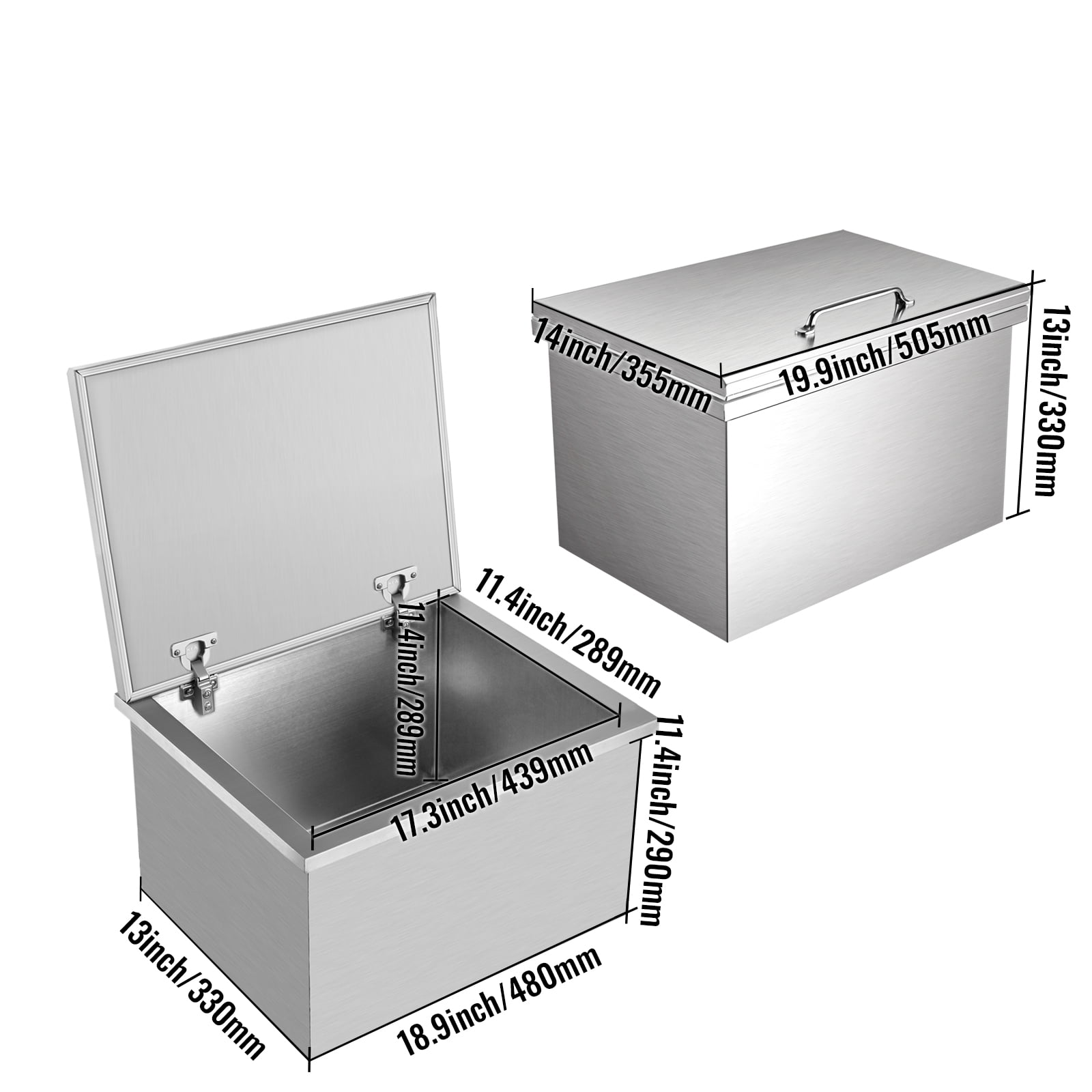 VEVOR Drop in Ice Bin Chest Drop in Cooler with Cover 28x20 inch Stainless Steel
