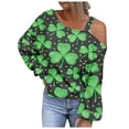 thumbnail image 2 of Femmes Manches Longues Tops Femmes St. Patrick'S Day Sweat-Shirt Imprimé sur l'Épaule Chemise Graphique Manches Longues Pull Tops, 2 of 5
