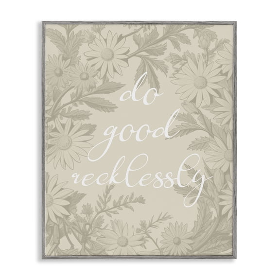 Stupell Industries Cottage Floral Do Good Recklessly Gray Framed Giclee Art, 11 x 14, by Lil' Rue