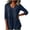 Navy, variant on Bosfbaoi 3/4 Length Sleeve Womens Tops Solid V Neck Peplum Ruffle Hem Casual Blouses