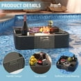 thumbnail image 2 of GAZEBETER Wicker Floating Pool Tray，23.6 x 23.6 in Aluminum Frame Rectangle Swimming Pool Serving Tray for Food, Drinks and Essentials, Gray, 2 of 11