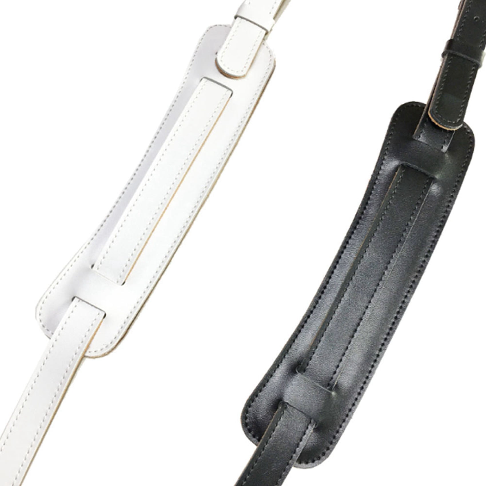 2x Leather and Metal Buckle Electric Guitar Strap Belt Shoulder Pad Adjustable Guitar Straps-White Color & Black Color
