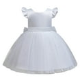 thumbnail image 1 of Xuewenshw Robes à Manches Volantes pour Filles Tout-Petits Décoration Perle Robe Unie Nœud Papillon Robe 24 Mois, 1 of 7