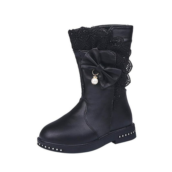 Winter Saving Clearance! VERUGU Mid Calf Boots Fall Winter New Girls Boots Plush Warm Cotton High Sleeve Princess Long Boots