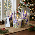 thumbnail image 5 of Goyuon Lavender Flameless Candles, Battery Operated LED Pillar Candles with 2/4/6/8H Timer, Flickering Candle for Wedding, Holiday, Spring Decor, Set of 3 (D3”x H4” 5” 6”), 5 of 6
