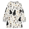 thumbnail image 6 of Girls' long-sleeved dress Black Cat and Plants Girls' A-line dress with ribbed cuffs Soft and comfortable, 6 of 6