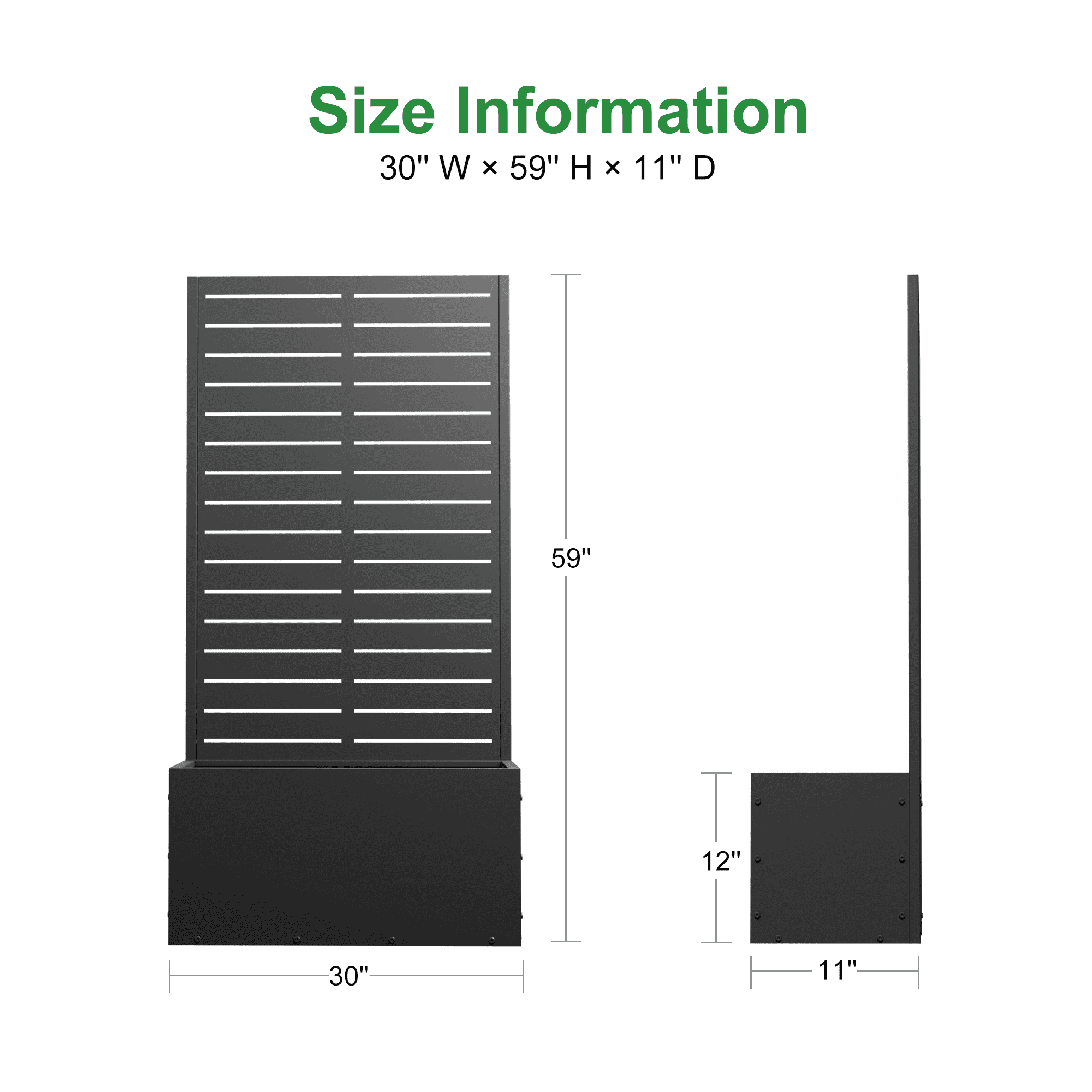 MAYEERTY 59.1"×29.5"×11.8" Black Iron Planter Box with Trellis - Louvered Classic Look, Great for Climbing Flowers