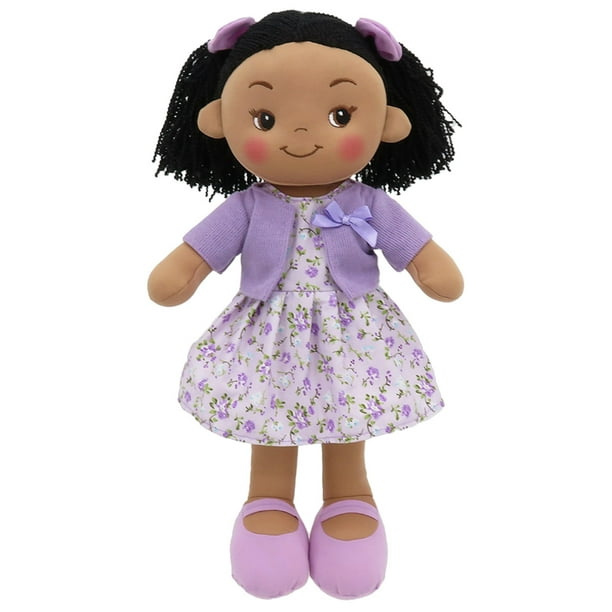 Linzy Toys Muñeca de trapo de felpa suave Hailey morada de 16 pulgadas para niñas - Adorable compañero de peluche para dormir para niños pequeños Bebés - Linda muñeca de abrazo Muneca De Trapo Para Ni