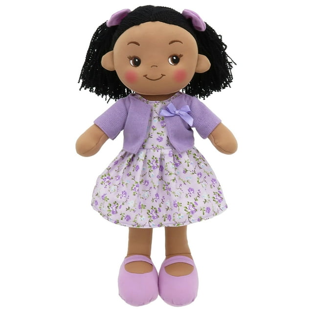 Linzy Toys Muñeca de trapo de felpa suave Hailey morada de 16 pulgadas para niñas - Adorable compañero de peluche para dormir para niños pequeños Bebés - Linda muñeca de abrazo Muneca De Trapo Para Ni