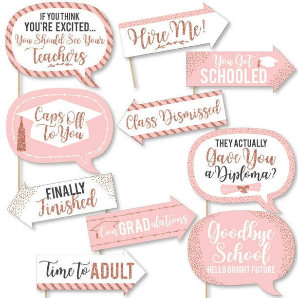 Big Dot of Happiness Funny Rose Gold Grad - Graduation Party Photo Booth Props Kit - 10 Piece Big Dot of Happiness Funny Rose Gold Grad - Graduation Party Photo Booth Props Kit - 10 Piece