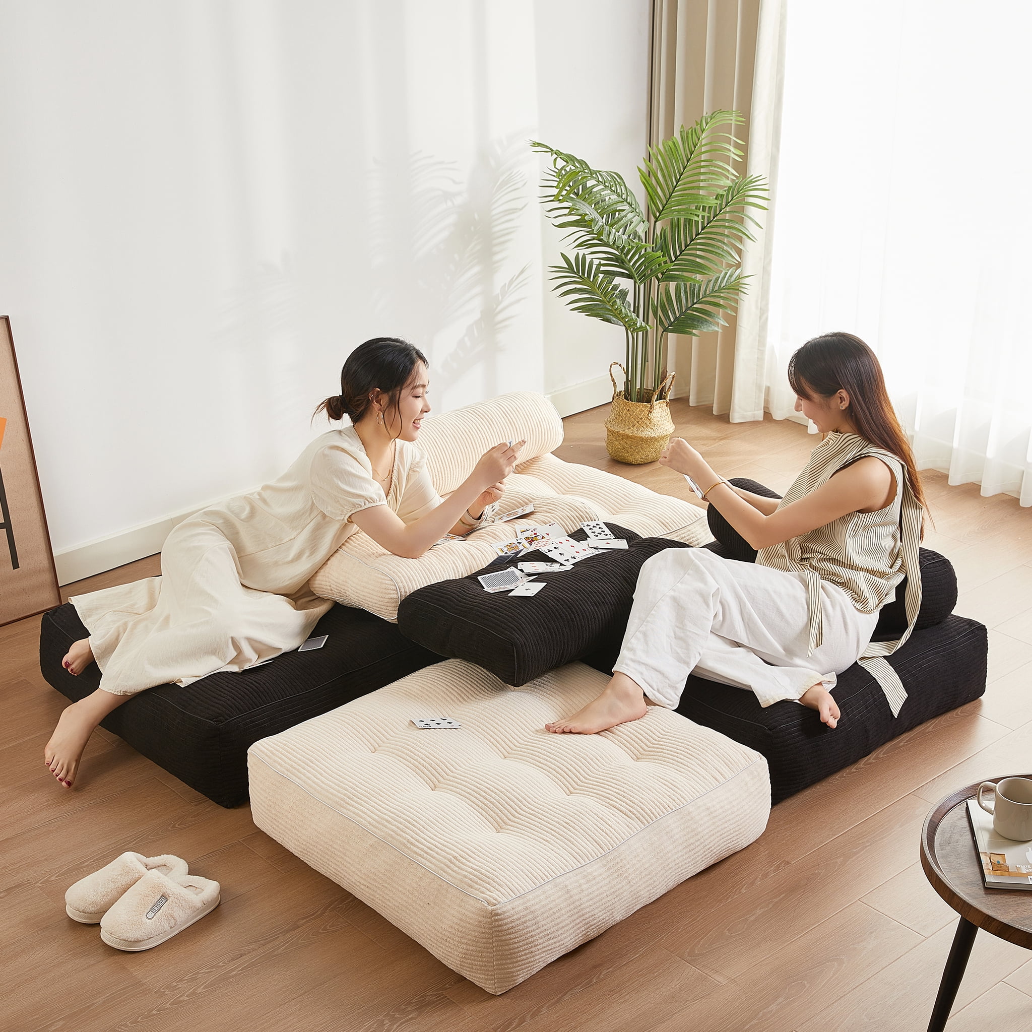 EJC Folding Sofa Bed - Convertible Futon for Homes & Small Spaces, Comfortable Portable Chair for Livingroom and Bedroom, Black