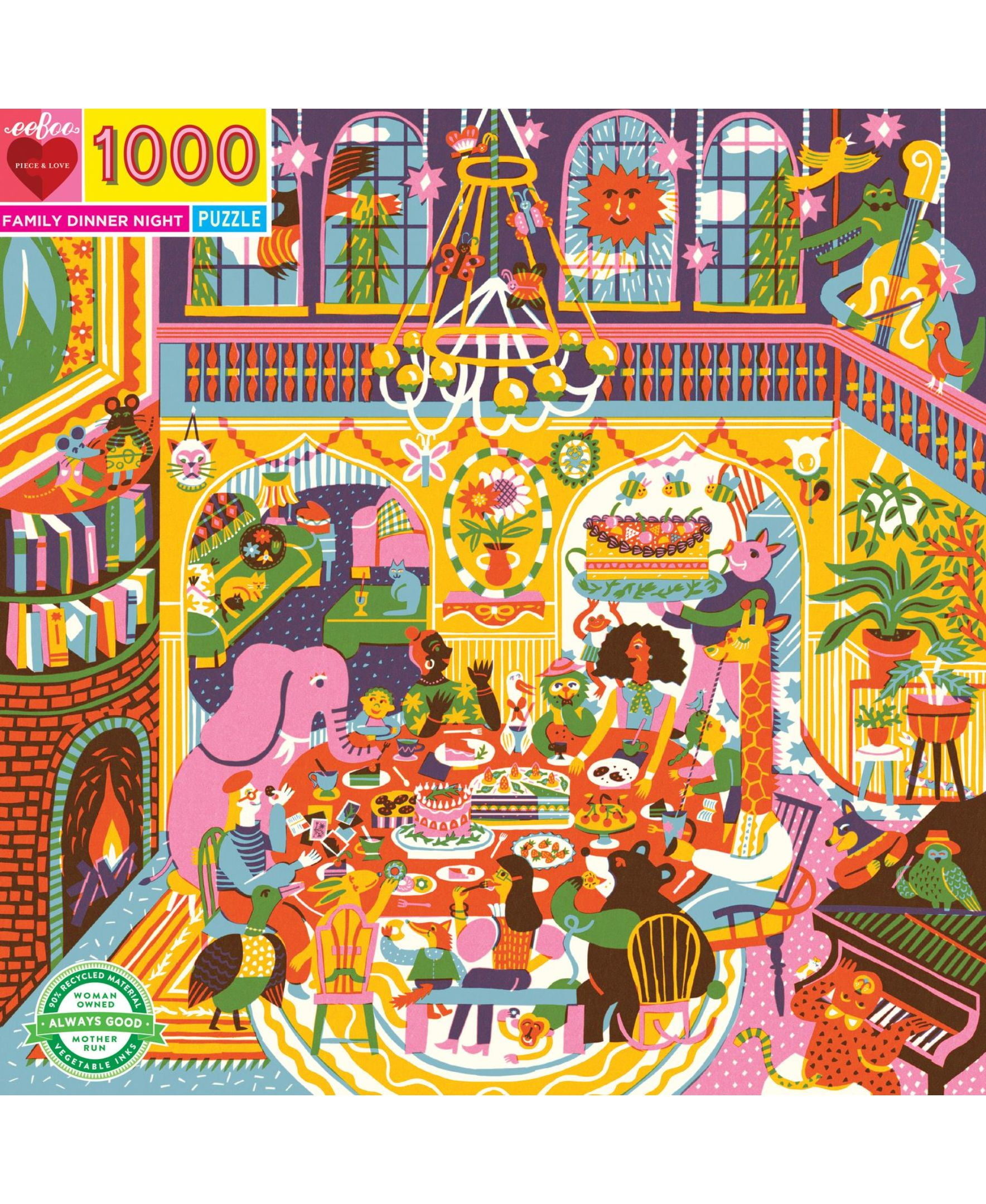 Eeboo 1000 Piece Puzzle for Adults or Kids, Colorful Design Jigsaw Puzzles