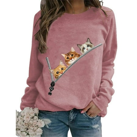 

Zedker Graphic Tees for Women Long Sleeve Shirt Women Women s Fashion Printed Loose T-Shirt Long Sleeves Blouse Round Neck Casual Tops