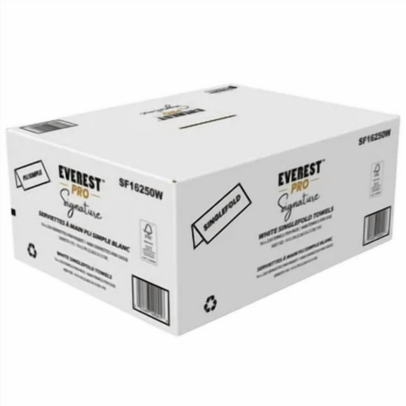 Everest Pro Signature White Singlefold Hand Towel, 16 × 250 sheets
