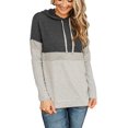 thumbnail image 2 of Women's Color Block Hoodies Fall Long Sleeve Sweatshirt Casual Drawstring Pullover Tops Striped Tunic Shirts, 2 of 5