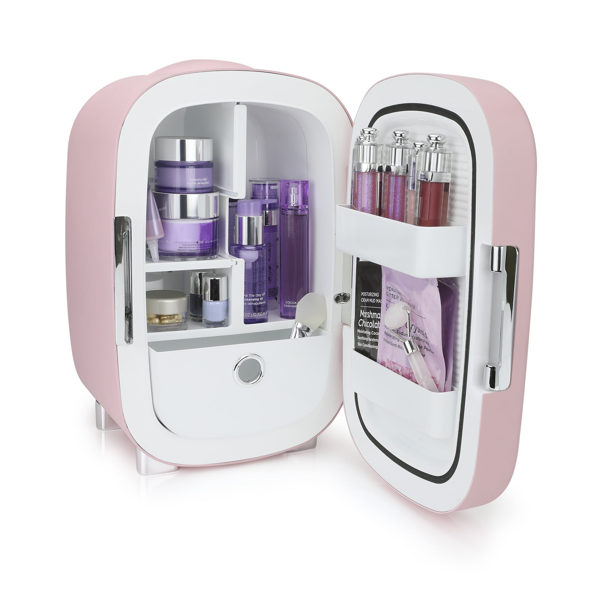 Personal Chiller Cosmetic Mini Fridge with Mirror Door for Vanity, Pink