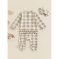 thumbnail image 4 of Suealasg Baby Boy Girl Footies Jumpsuit 0 3 6 12 Months Newborn Crew Neck Long Sleeve Checkered Print Zip Up Full Length Jumpsuit +Headband Fall Clothes, 4 of 7