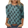 thumbnail image 2 of Économies jusqu'à 30 % de Rabais DYTTDG T-shirt pour Femme Grande Taille Manches 3/4 Hauts pour Femmes Chemise Imprimée Col Rond Blouse Décontractée Ample Hauts pour Femmes, 2 of 5