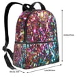 thumbnail image 4 of Lsque Color Shiny Pattern Backpack – School Travel Canvas Daypack with Ergonomic Padded Straps, Multiple Compartments & Leather Handle, 4 of 5