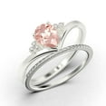 thumbnail image 3 of Gorgeous Minimalist 1.75 Carat Pear Cut Morganite And Diamond Moissanite Unique Engagement Ring, Affordable Wedding Ring, One Matching Band in 10k Solid White Gold Gift For Her Love, Bridal Ring Set, 3 of 3