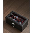 thumbnail image 5 of 12-Slot Watch Box, 2 Layers PU Lockable Watch Case with Glass Lid with 1 Drawer, Black and Red, 5 of 8