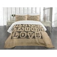 thumbnail image 3 of Ambesonne Live Laugh Love Quilted Bedspread Set 3 Pcs, Grungy Vintage, Queen Size, Black Pale Brown, 3 of 5